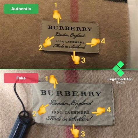 how to spot a fake burberry scarf tag|burberry label authentic.